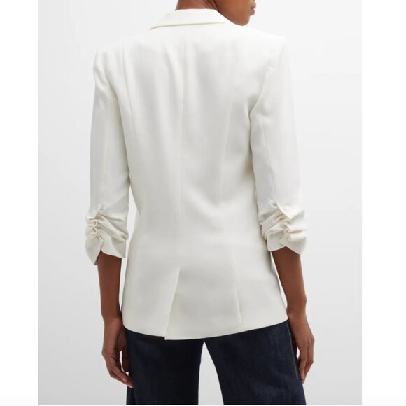 Cinq a Sept Khloe Crepe 3/4-Sleeve Blazer White - Picture 2 of 16